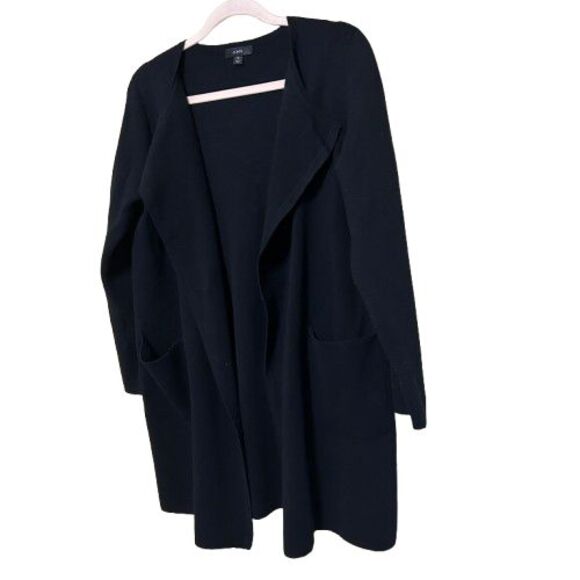 J. Crew Juliette Collarless Sweater Blazer Womens Medium Black Wool Blend - Picture 3 of 7